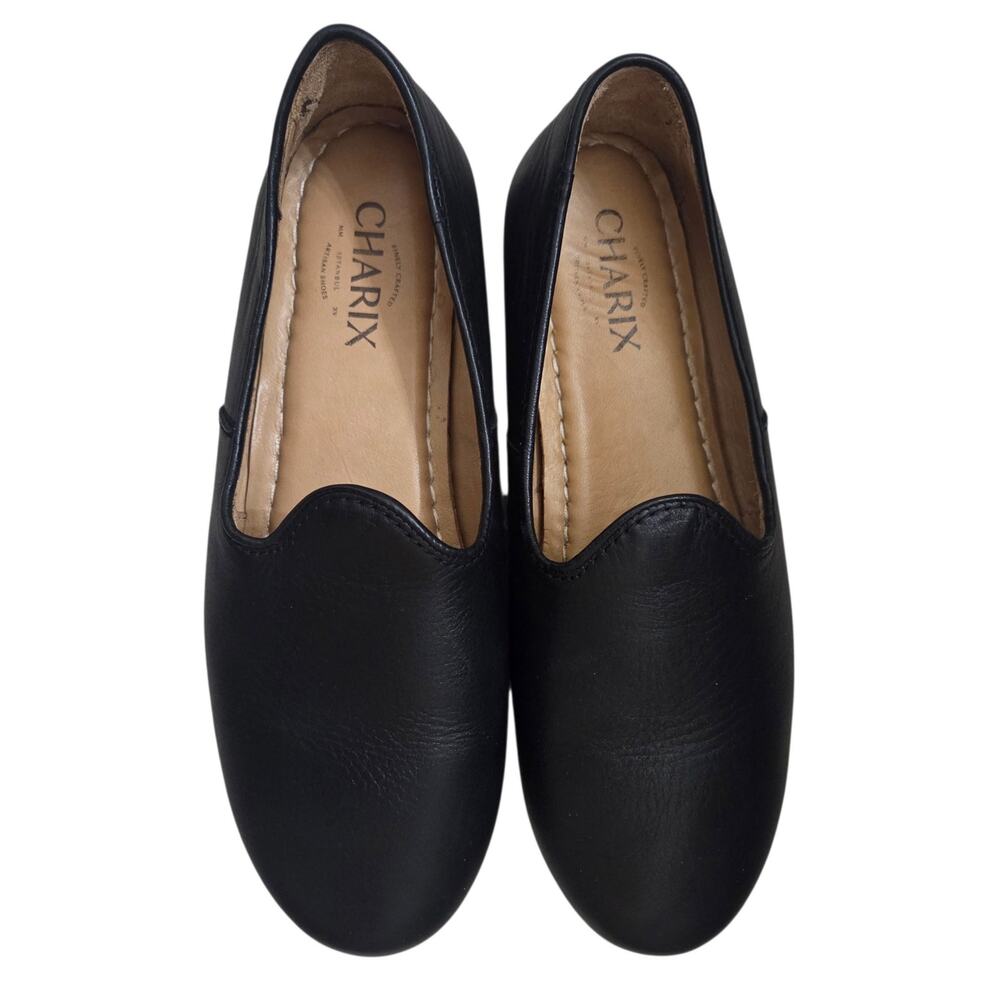 Charix Leather Slip-on Flats in Black, Pristine Condition sz 39, sz 8.5 Istanbul